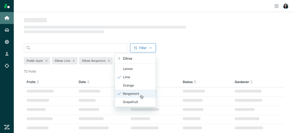 Filter pattern basic nested menu 2