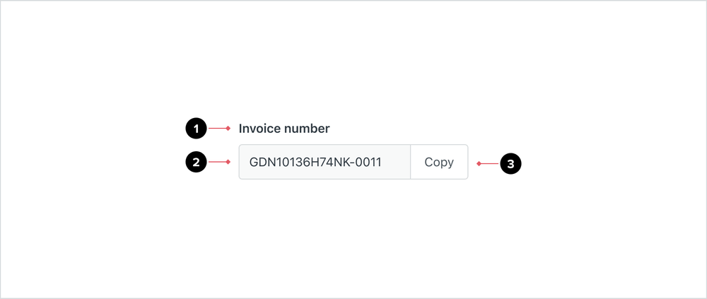 A ‘default’ copy layout within a form consisting of a label, input field and a “Copy” button