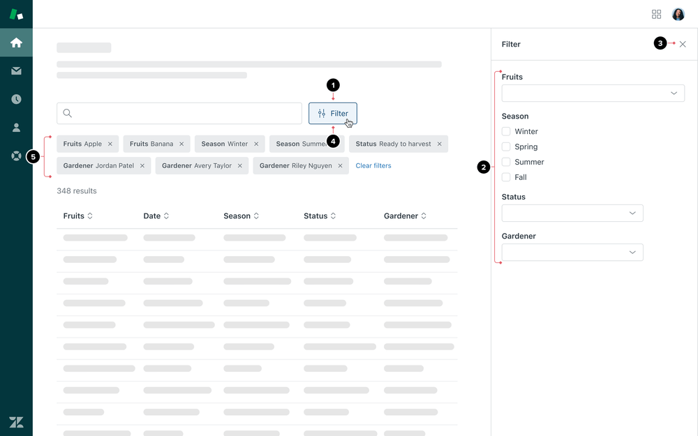 Filter pattern accessibility tabbing order